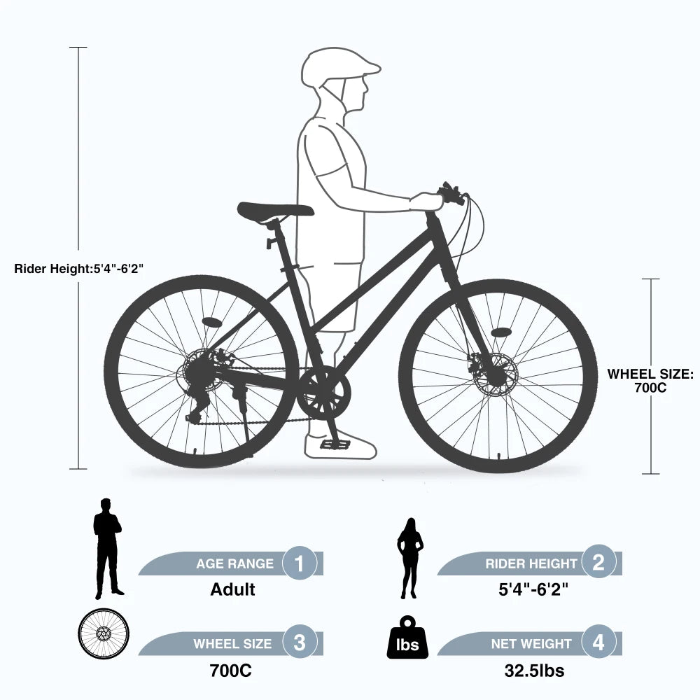 700C Steel Hybrid Bike